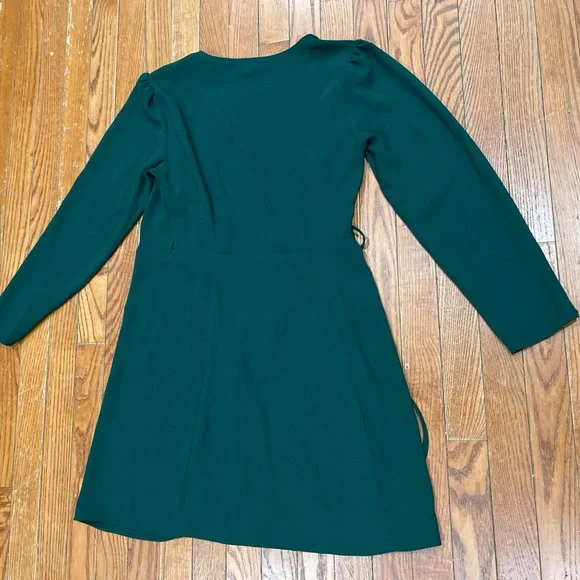 Topshop Dark Green Long Sleeve Dress - Picture 13 of 14